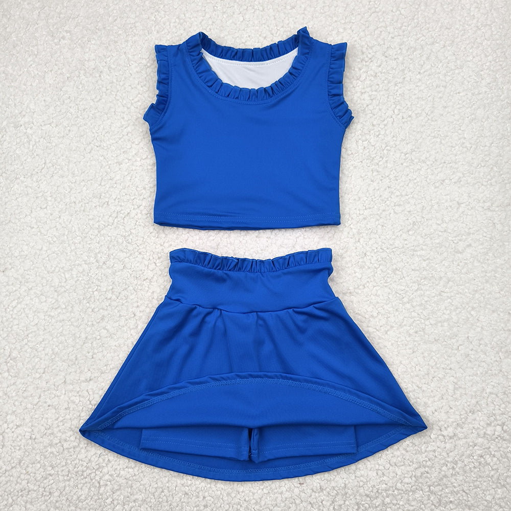 4.28 GSD2391 RTS NO MOQ Baby Girls Yoga Outfits baby girl clothes yoga blue sleeveless dress