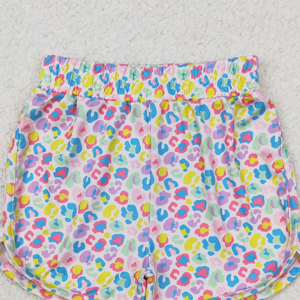 4.30 SS0475 RTS NO MOQ Colorful leopard elastic waist kids girls summer shorts