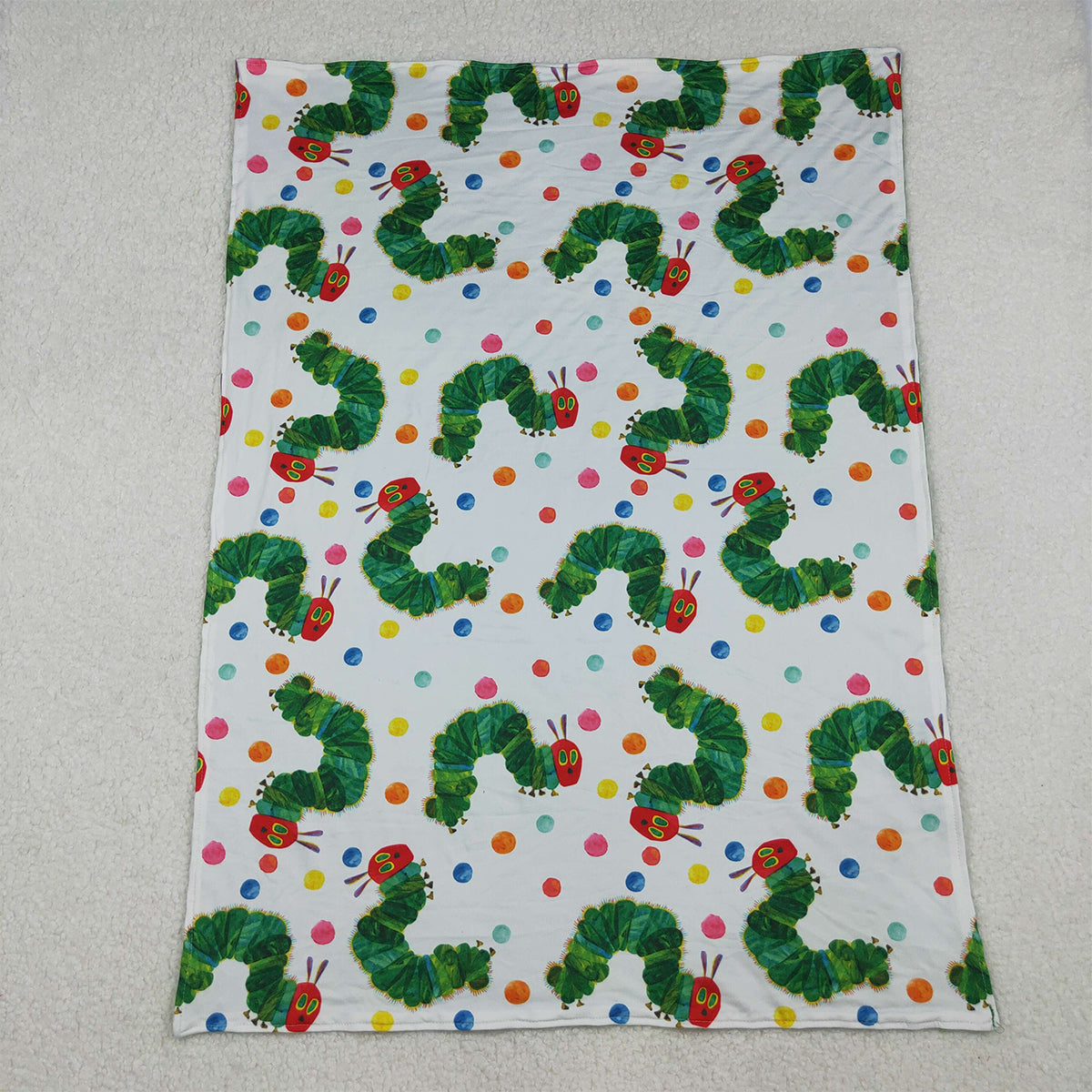 10.16 RTS NO MOQ (In stock)BL0202 Baby Kids Green Caterpillar Blankets