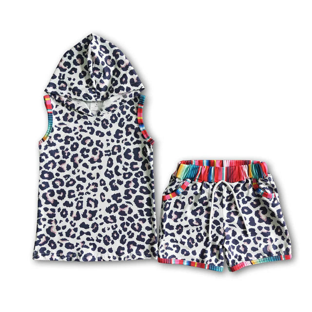 BSSO0060 Sales New RTS No Moq Promotion Leopard serape baby girls hoodie outfits