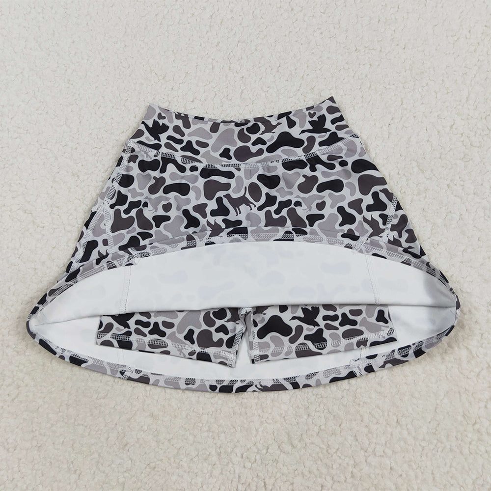 8.23 RTS NO MOQ (In stock)GLK0127 Baby Girls Summer Yoga Skirt Baby Girls Western Gray Ducks Camo Yoga Skorts Bottom