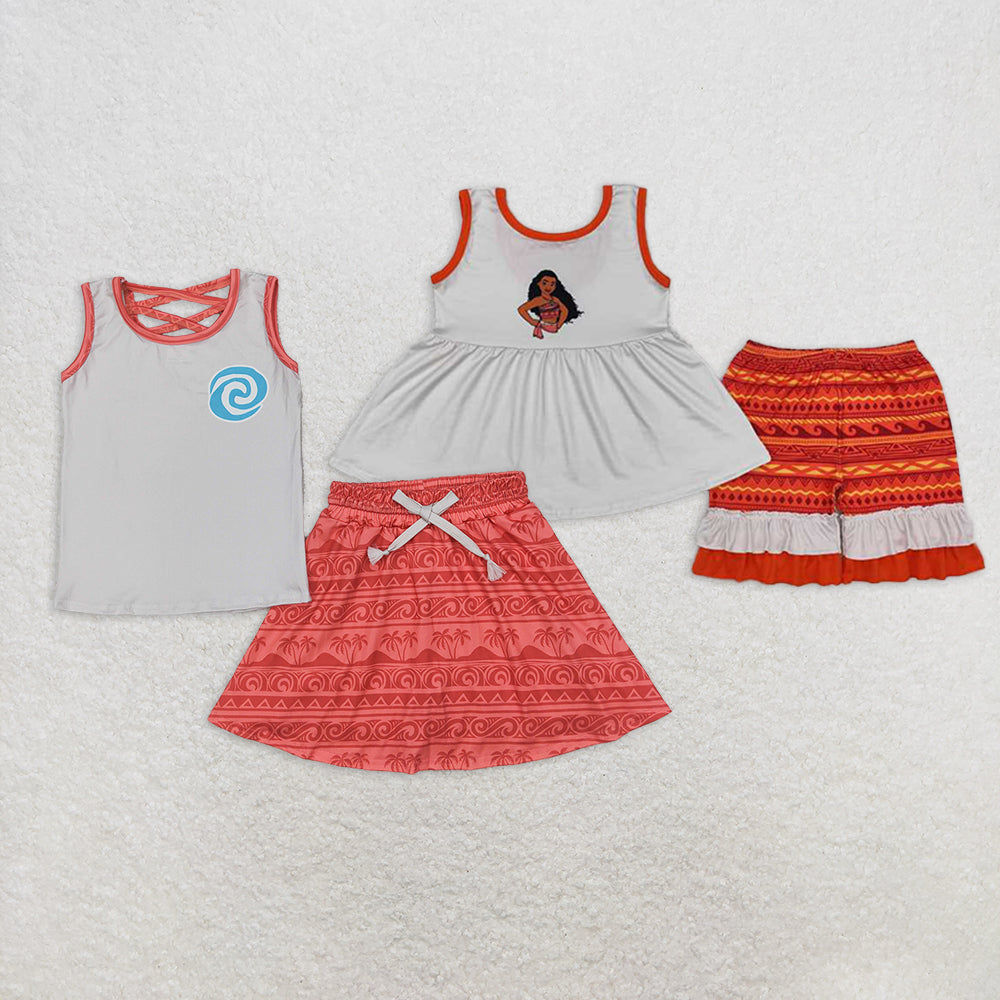 6.11 RTS NO MOQ Sleeveless tunic ruffle shorts princess girls outfits