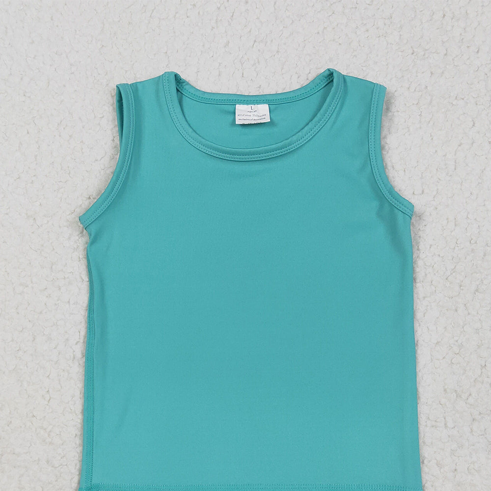 7.02 GT1018 RTS NO MOQ Baby Girls Summer Yoga Tops Baby Girls Aqua Sleeveless Yoga Tee Shirts Vest