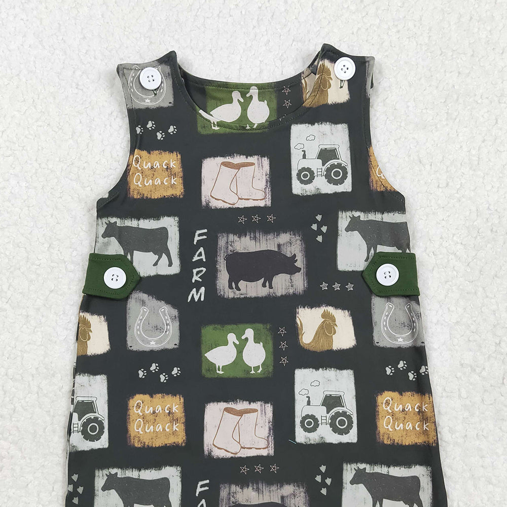 6.18 SR2874 RTS NO MOQ Baby Boys Summer Rompers Baby Infant Boys Western Cow Boots Buttons Rompers