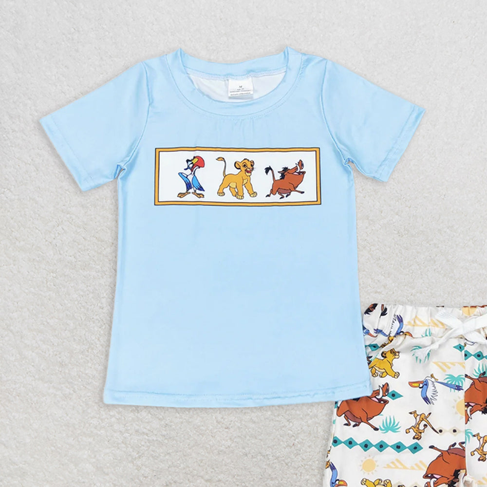 BSSO0882 RTS NO MOQ Baby Boys Summer Boys Outfits Baby Boys Lion Short Sleeve Tee Shirts Tops Shorts Clothes Sets