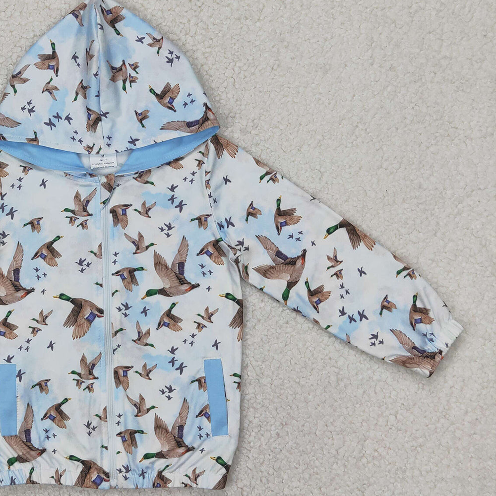 4.12 GT0875 RTS NO MOQ Baby Girls Coats Light blue pocket duck baby kids zip hooded jacket