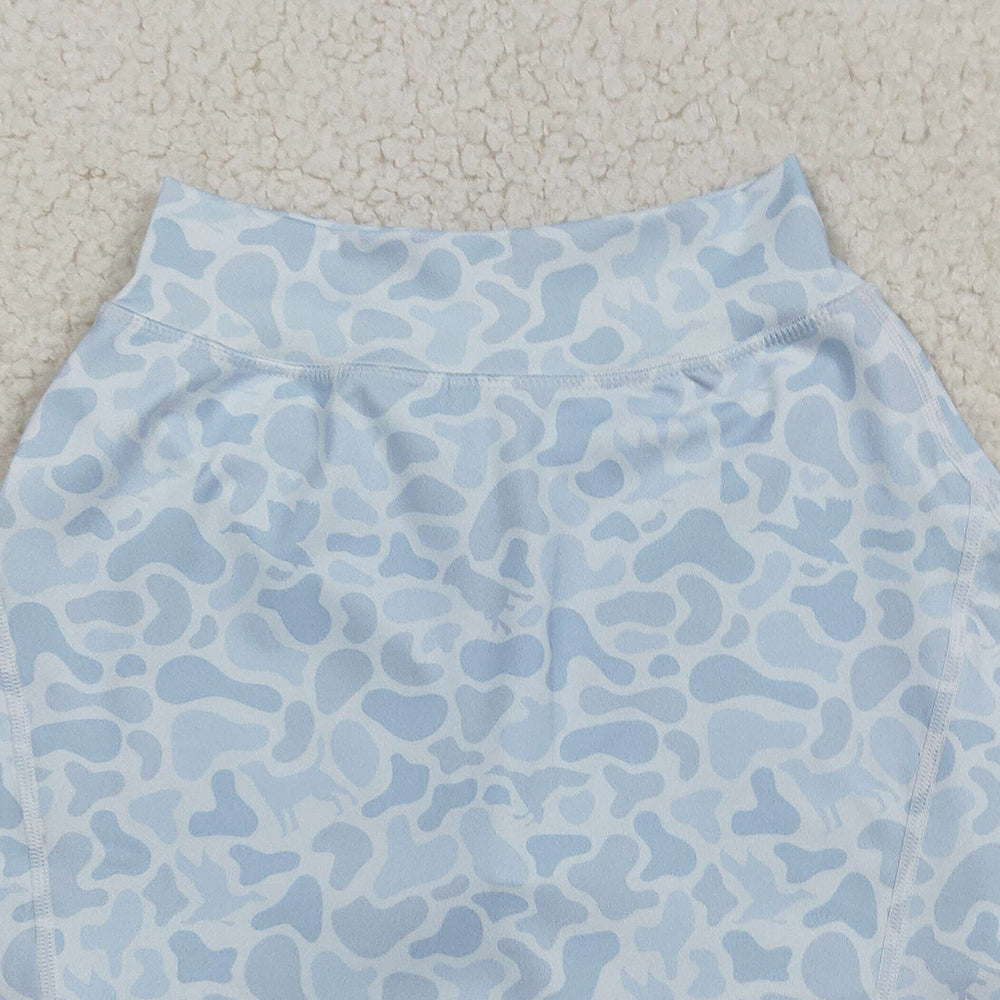 RTS NO MOQ (In stock)GLK0129 Baby Girls Summer Yoga Skirt Baby Girls Western Light Gray Camo Yoga Active Skorts Bottom