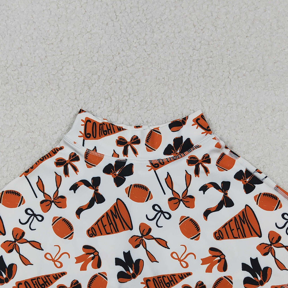 10.10 RTS NO MOQ (In stock)GLK0140 RTS NO MOQ Baby Girls Orange Black Bows Go Team Yoga Skirt Shorts Bottom