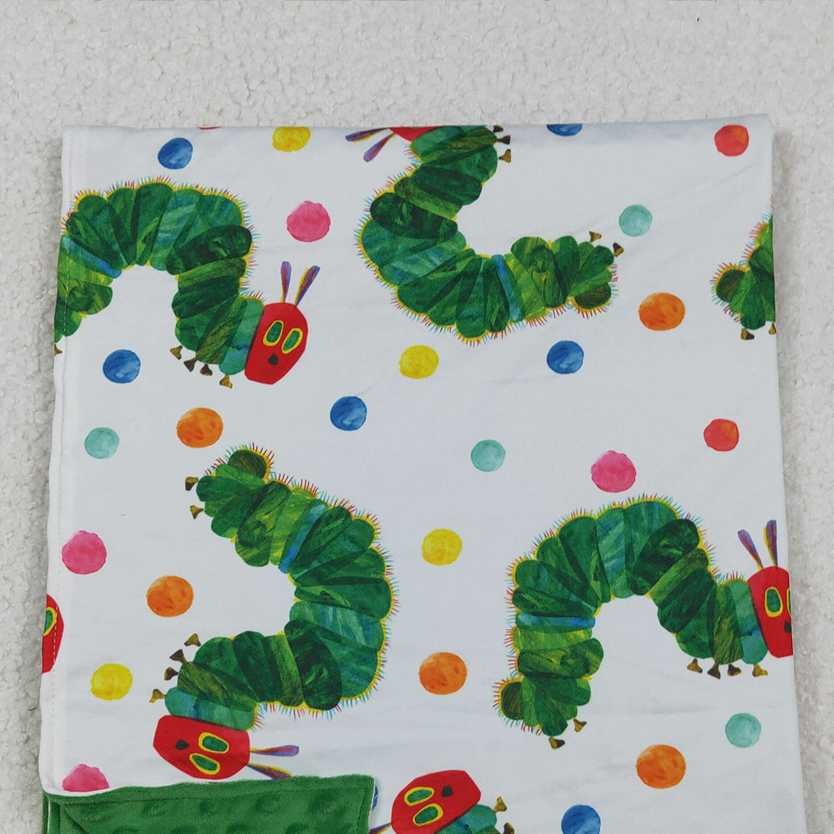 10.16 RTS NO MOQ (In stock)BL0202 Baby Kids Green Caterpillar Blankets