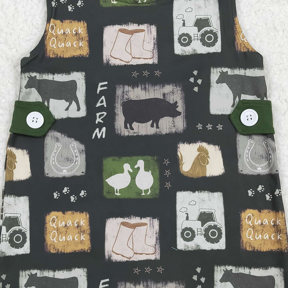 6.18 SR2874 RTS NO MOQ Baby Boys Summer Rompers Baby Infant Boys Western Cow Boots Buttons Rompers