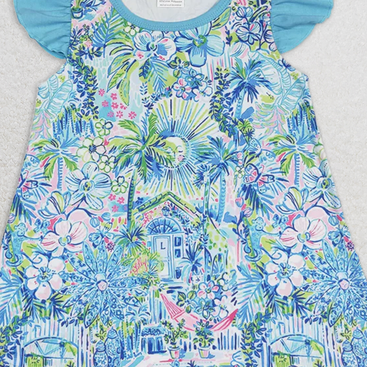 GT0562 RTS NO MOQ Baby Girls Summer Tops Baby Girls Flower Pearl Tunic Top