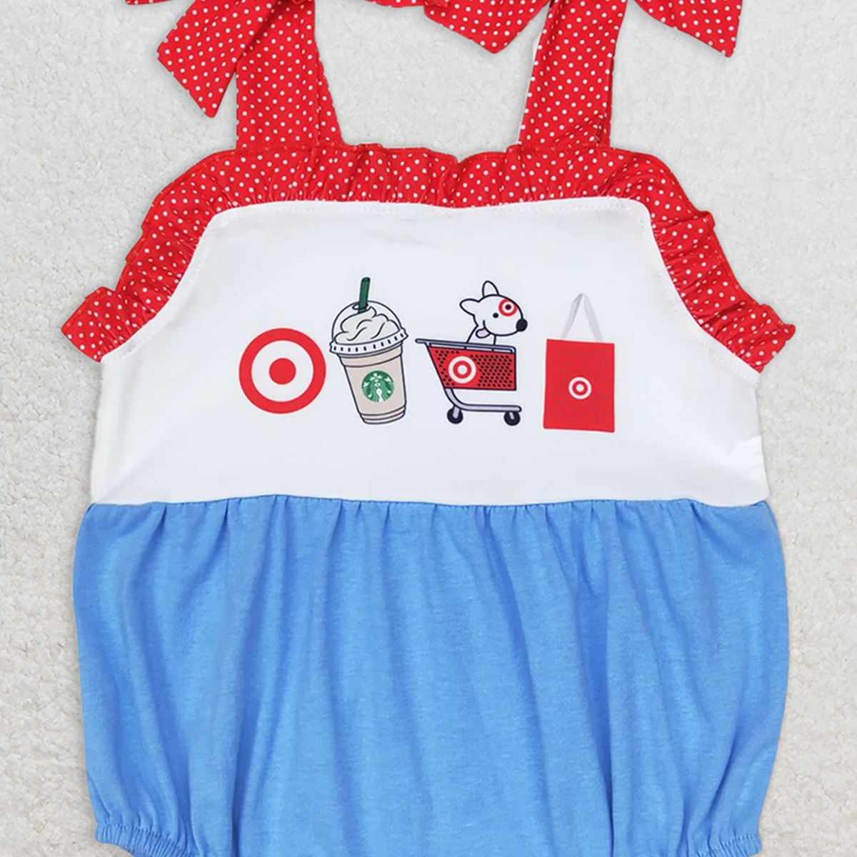 SR1605RTS NO MOQBaby Girls Summer Rompers Baby Girls Straps Coffee Cart Summer Rompers