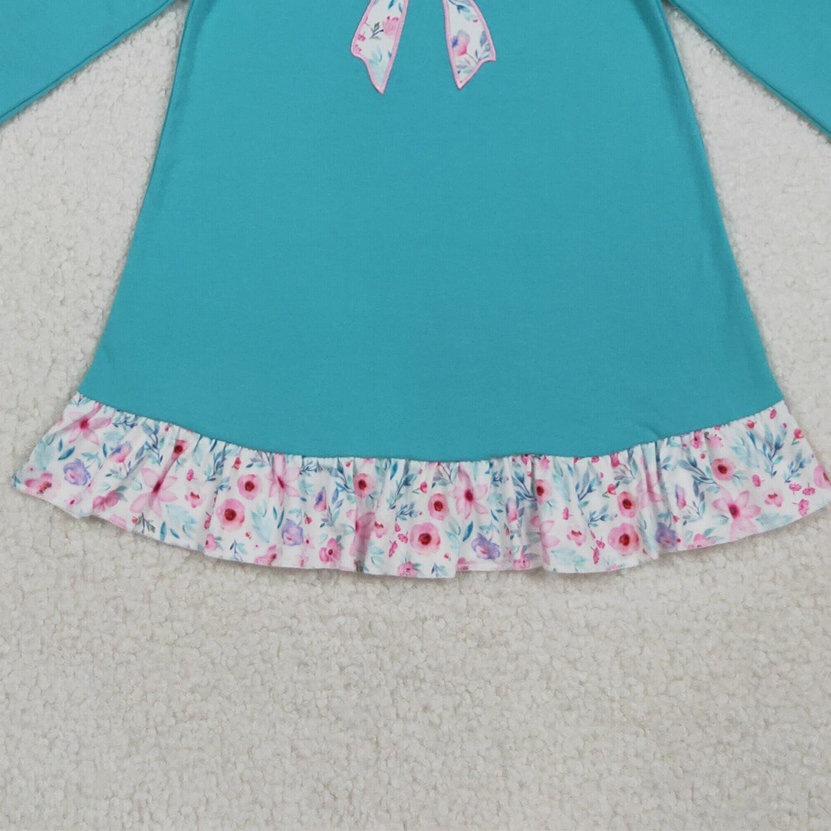 10.20 RTS NO MOQ (In stock)GLD1204 Baby Girls Winter Dress Embroidery Floral Bows Baby Girls Ruffle Knee Length Dresses