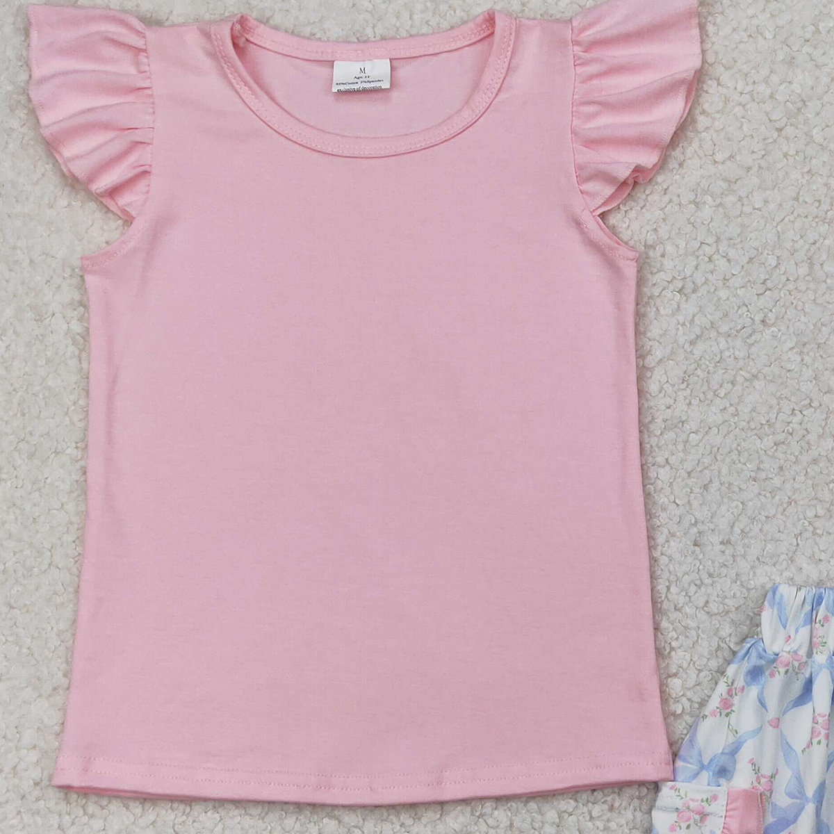 4.09 GSD2360 RTS NO MOQ Baby Girls Summer Outfits Baby Girls Pink Top Floral Shorts Set