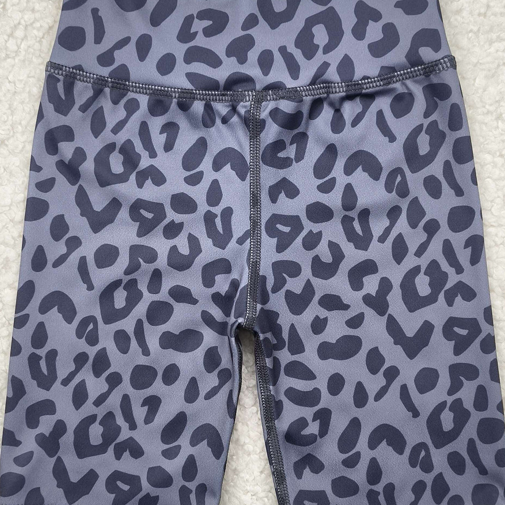 6.16 SS0539 RTS NO MOQ Baby Girls Summer Yoga Shorts Baby Girls Gray Leopard Biking Shorts Bottoms