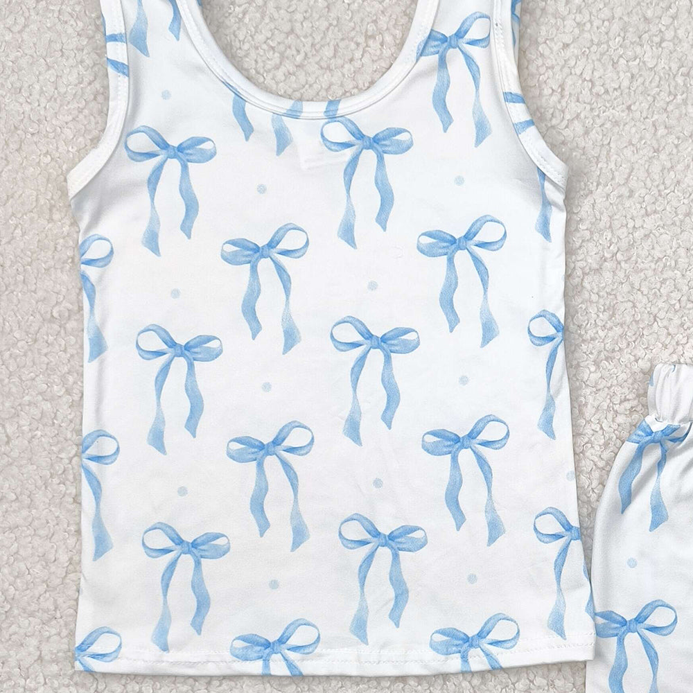 7.19 GSSO2478RTS NO MOQ Baby Girls Summer Outfits baby girl clothes yoga bow sleeveless shorts set