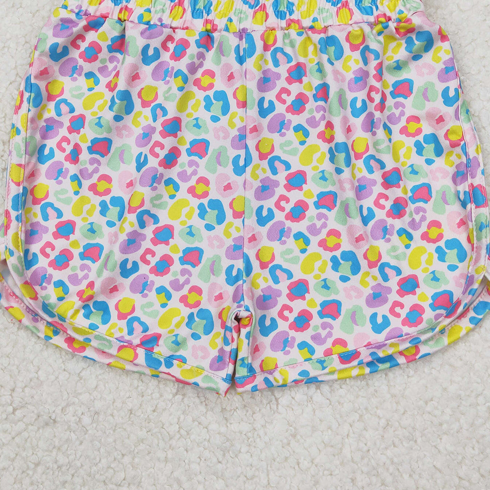 4.30 SS0475 RTS NO MOQ Colorful leopard elastic waist kids girls summer shorts