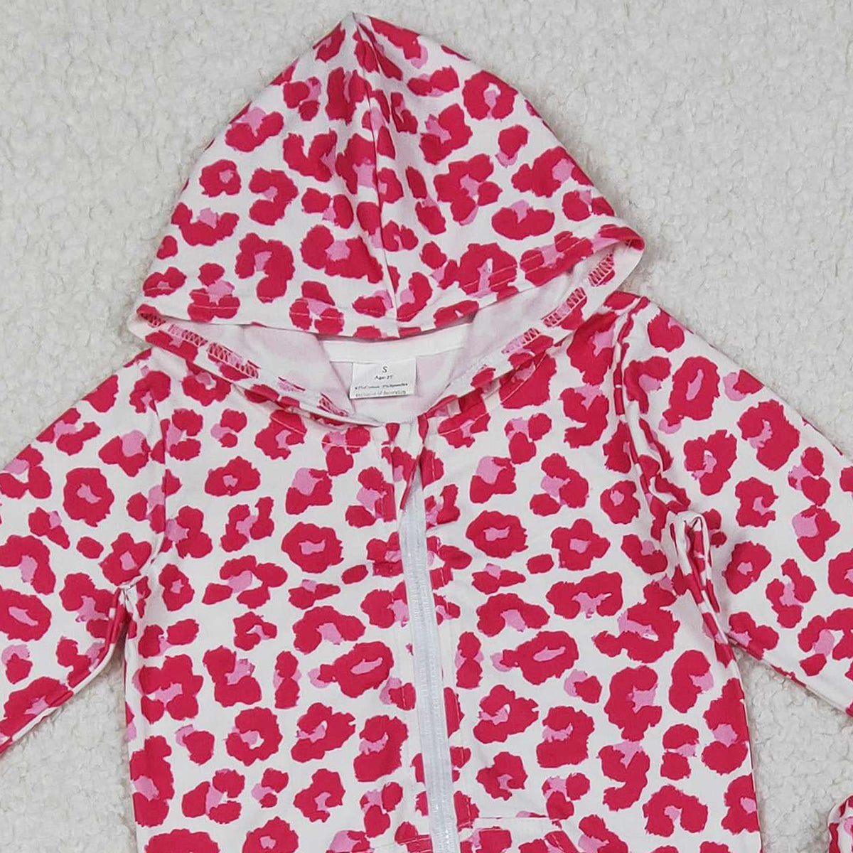 10.23 RTS NO MOQ (In stock)GLP2790 Baby Girls Pink Leopard Zipper Pockets Hoodies Top Joggers Clothes Sets