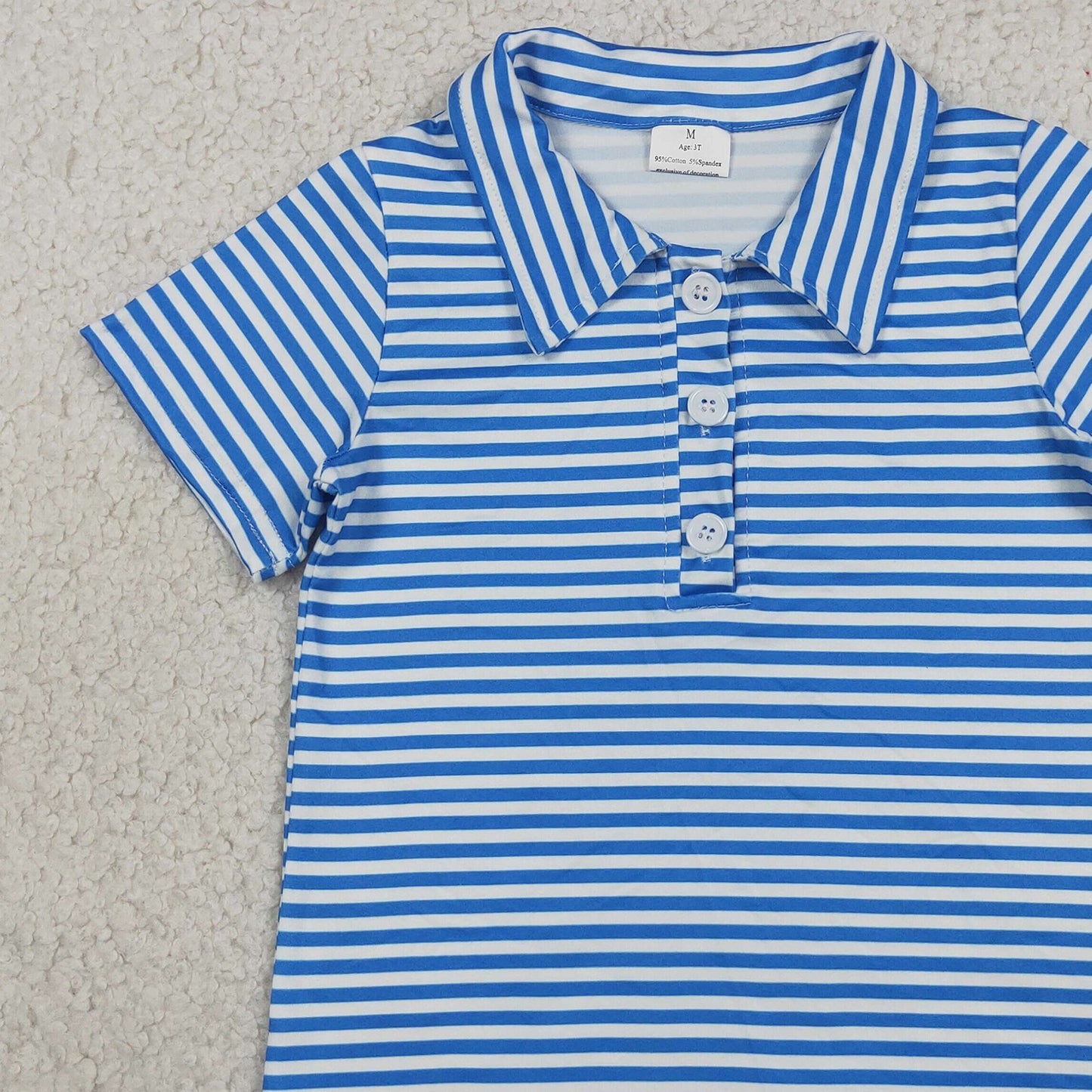 BT1834 RTS NO MOQ (In stock)Short sleeves blue stripe kids boys team polo shirt