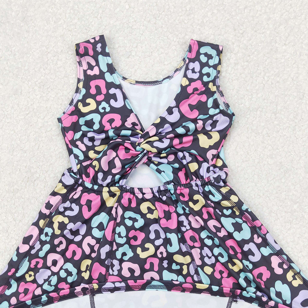 4.09 GSD2175 RTS NO MOQ Baby Girls Summer Dress Baby Girls Active Sleeveless Colorful Leopard Yoga Dress