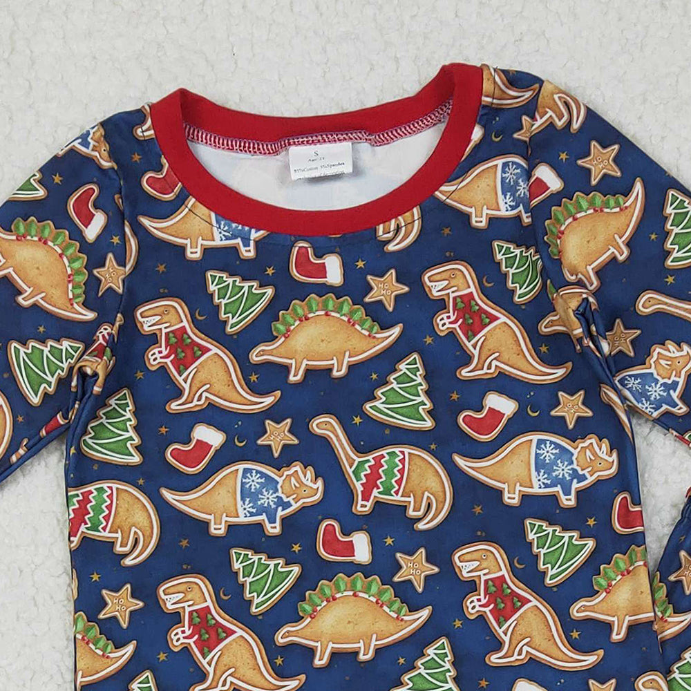10.10 RTS NO MOQ (In stock)BLP1155 Baby Boys Winter Outfits Baby Boys Hats Dinosaurs Trees Top Pant Christmas Pajamas Set