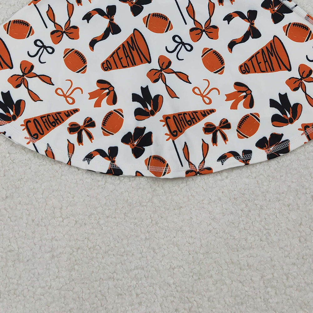 10.10 RTS NO MOQ (In stock)GLK0140 RTS NO MOQ Baby Girls Orange Black Bows Go Team Yoga Skirt Shorts Bottom