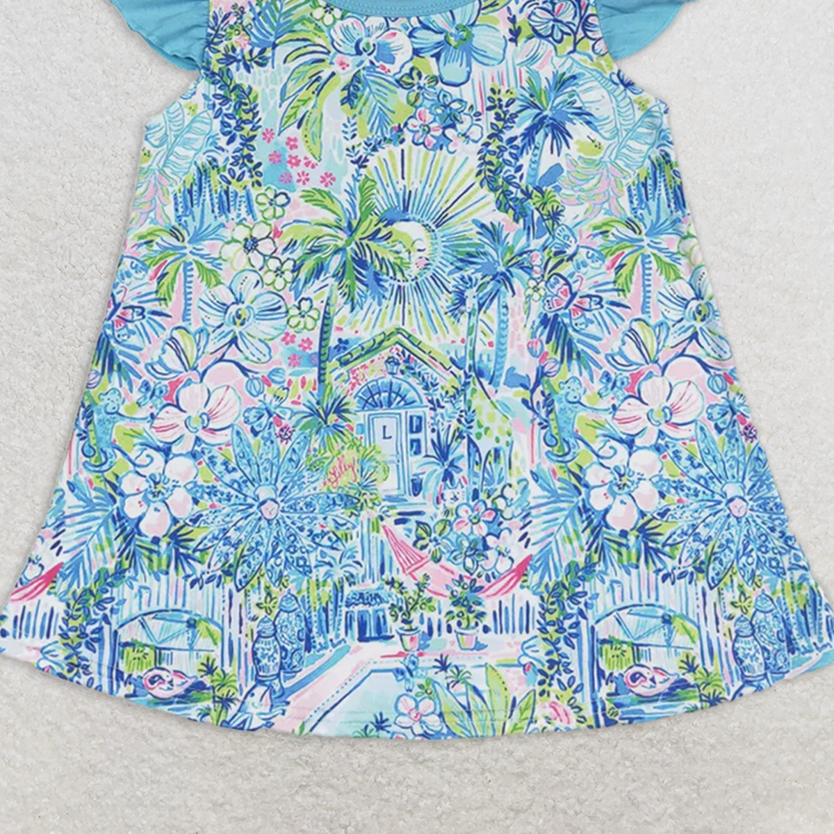 GT0562 RTS NO MOQ Baby Girls Summer Tops Baby Girls Flower Pearl Tunic Top