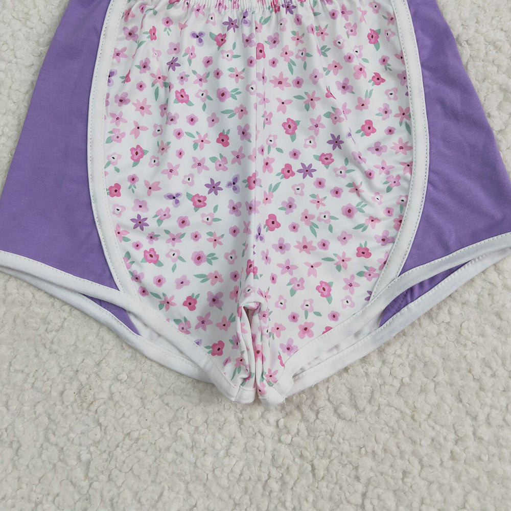 6.19 SS0524RTS NO MOQ Baby Girls Shorts Baby Girls Lavender Floral Strawberry Shorts Bottoms