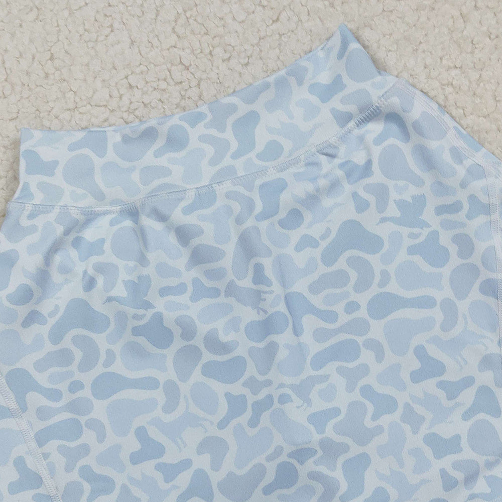 RTS NO MOQ (In stock)GLK0129 Baby Girls Summer Yoga Skirt Baby Girls Western Light Gray Camo Yoga Active Skorts Bottom