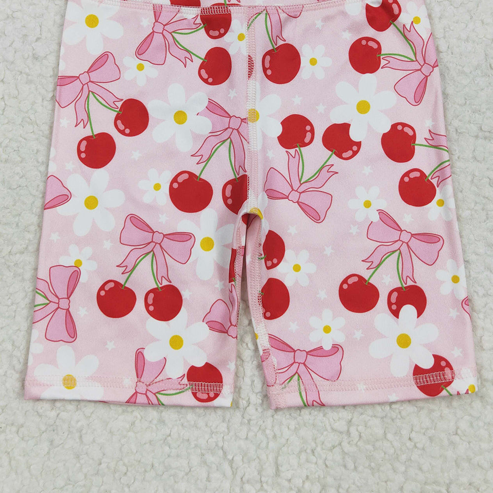 6.21 SS0541 RTS NO MOQ Baby Girls Yoga Shorts Baby Girls Pink Bows Flowers Biking Shorts Bottoms