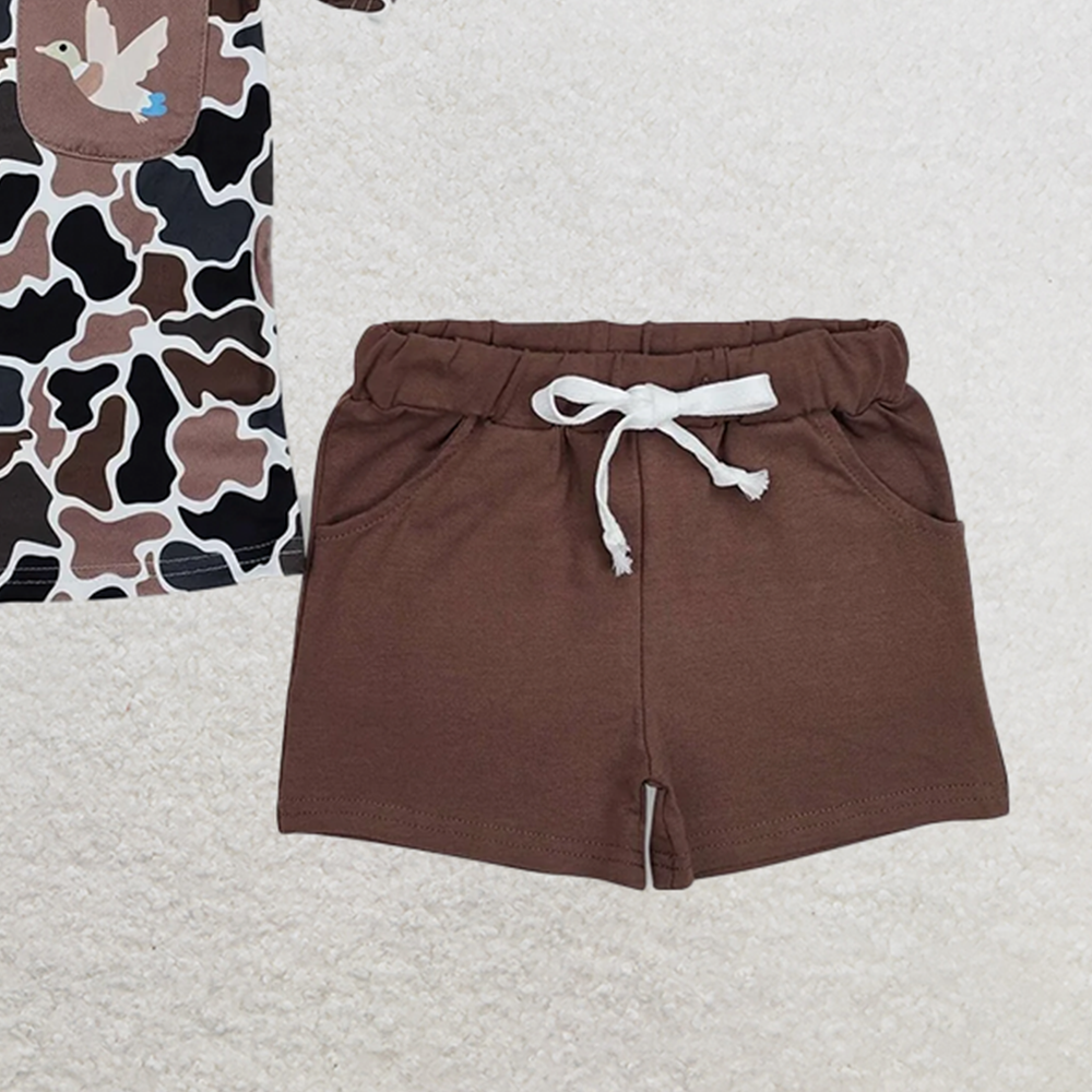 6.16 BSSO1010 RTS NO MOQ Baby Boys Summer Boys Outfits Duck pocket camo short sleeves top shorts boys clothes