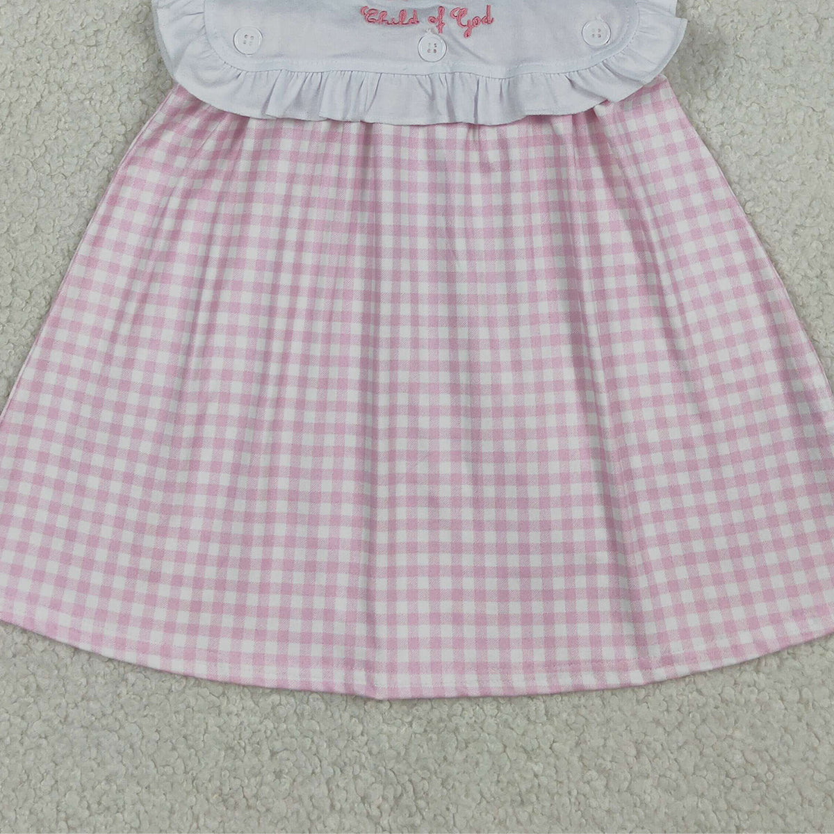4.15 GSD3201 RTS NO MOQ (In stock )Child of god cross pink plaid girls Easter dresses