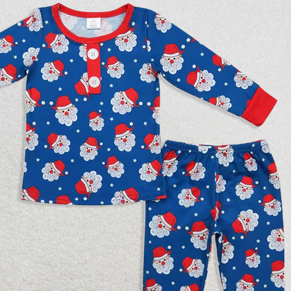 BLP0551RTS NO MOQ Baby Boys Winter Outfits Long sleeves santa kids boys Christmas bamboo pajamas