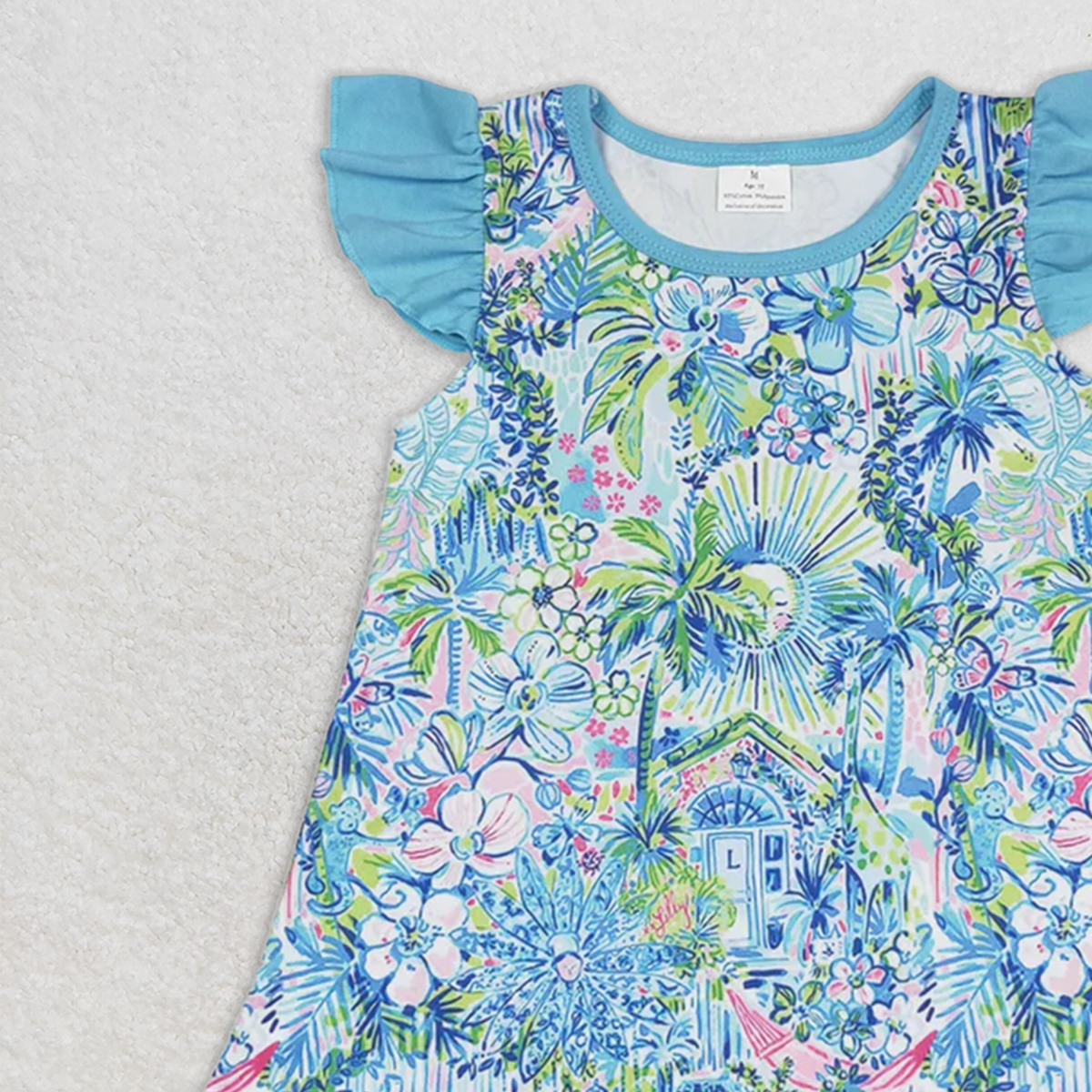 GT0562 RTS NO MOQ Baby Girls Summer Tops Baby Girls Flower Pearl Tunic Top
