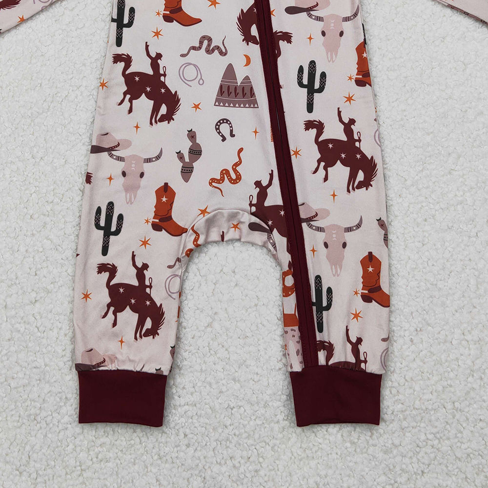 LR2188 RTS NO MOQ Baby Boys Winter Rompers Riding boots star brown zip-up long-sleeved jumpsuit