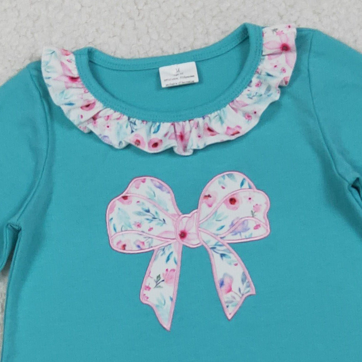 10.20 RTS NO MOQ (In stock)GLD1204 Baby Girls Winter Dress Embroidery Floral Bows Baby Girls Ruffle Knee Length Dresses