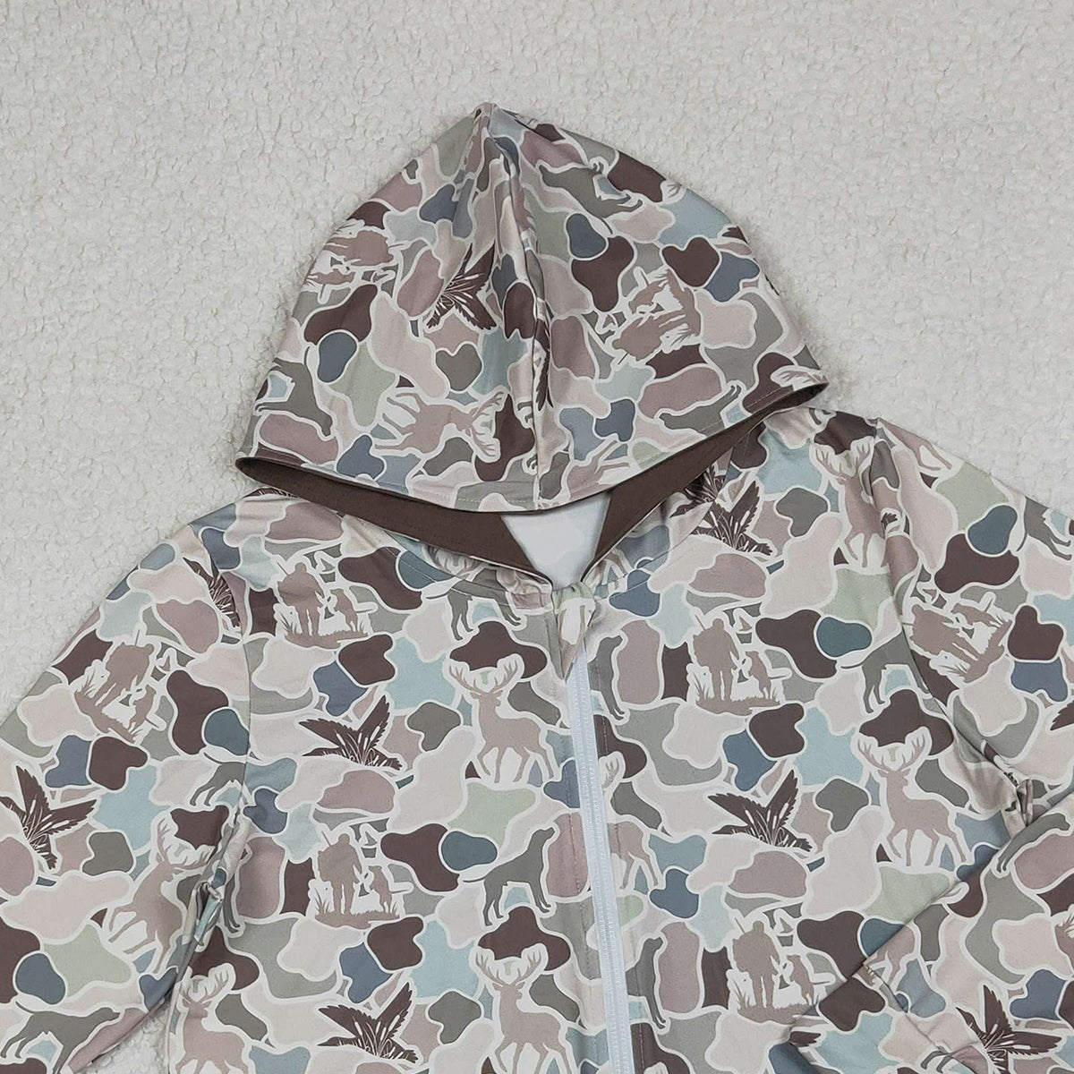 11.1 RTS NO MOQ (In stock)BT1392 Adult Men Dogs Ducks Hunting Camo Pockets Zipper Hoodies Jackets