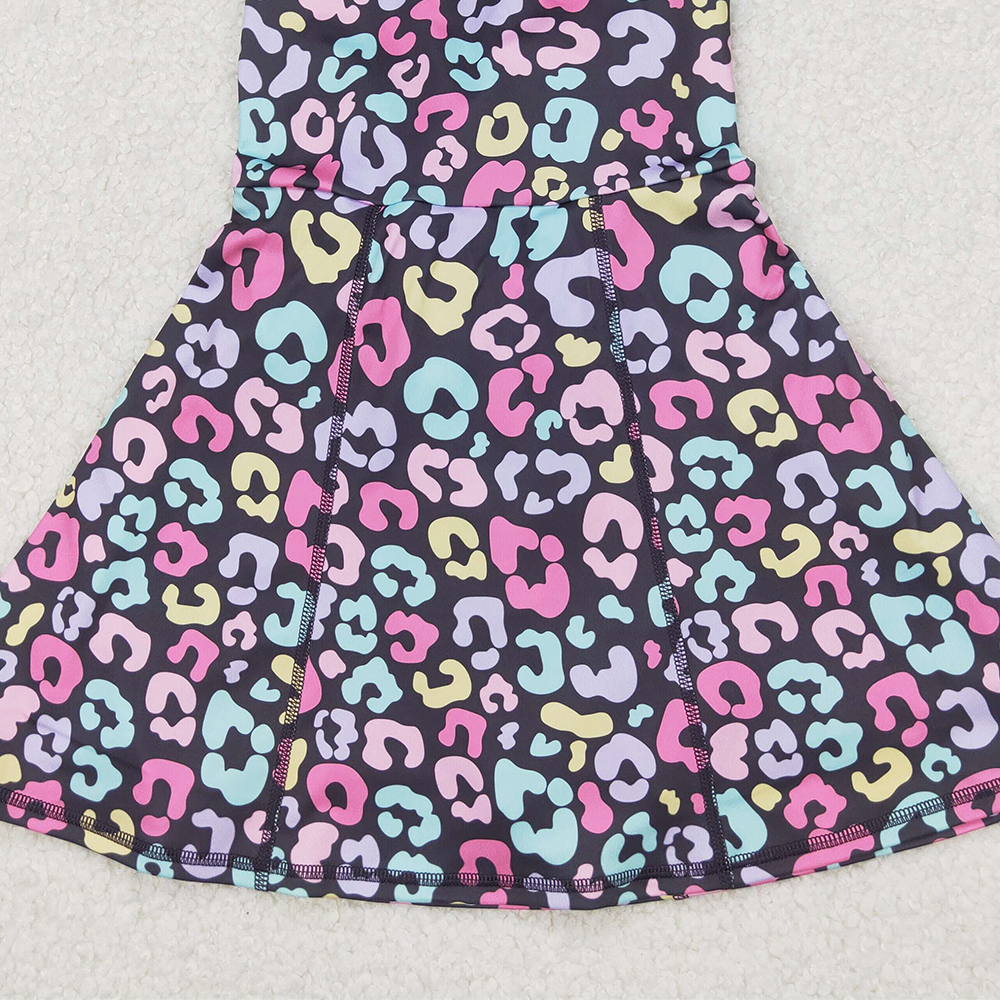 4.09 GSD2175 RTS NO MOQ Baby Girls Summer Dress Baby Girls Active Sleeveless Colorful Leopard Yoga Dress