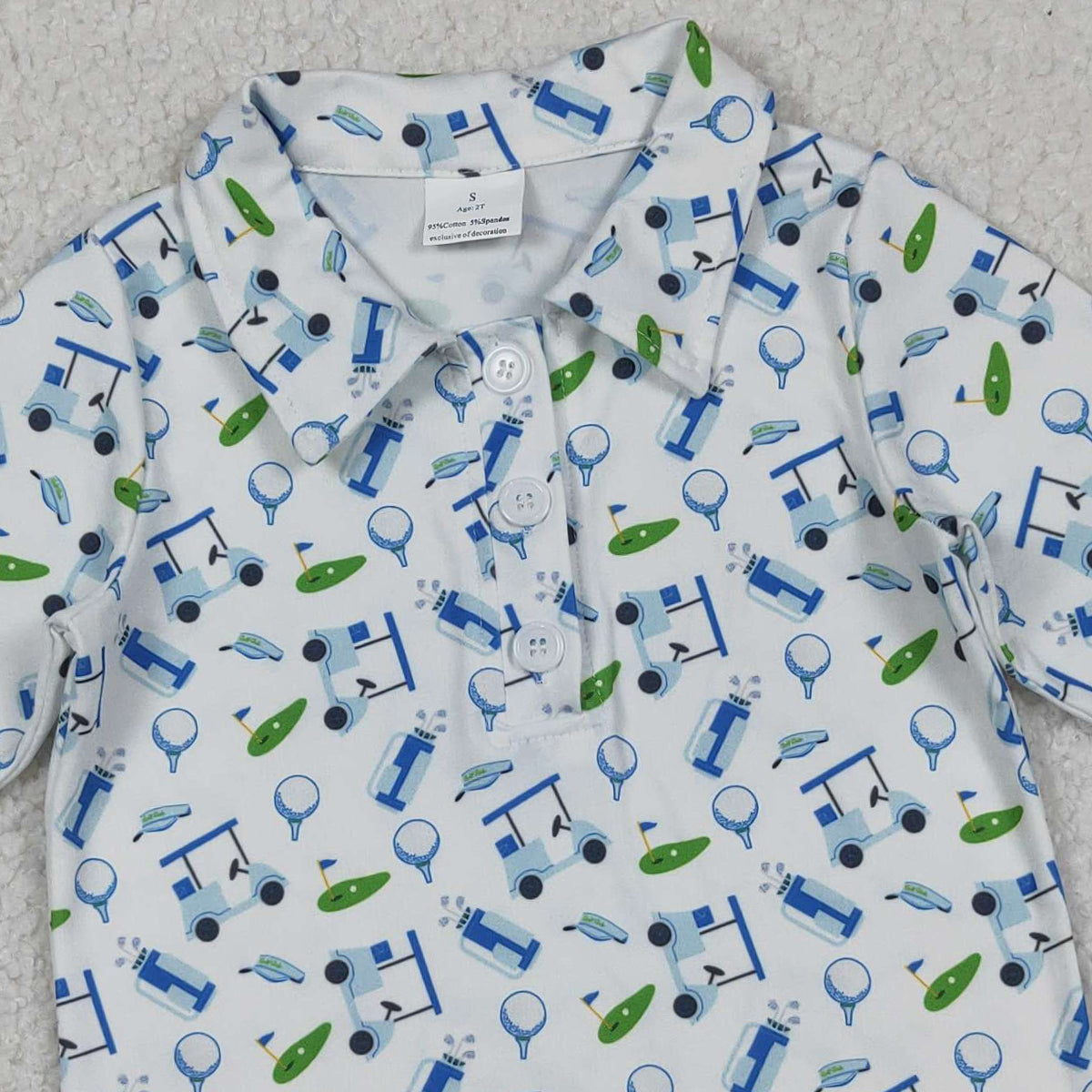 11.24 RTS NO MOQ (In stock)BT1405 Baby Boys Long Sleeve Golf Trucks Button Polo Shirts Top