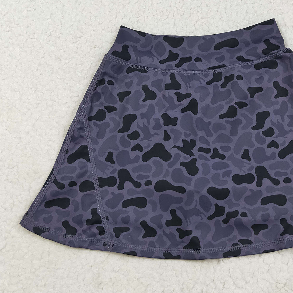 8.22 RTS NO MOQ (In stock)GLK0130 Baby Girls Summer Yoga Skirt Baby Girls Western Dark Gray Ducks Camo Yoga Skorts Bottom