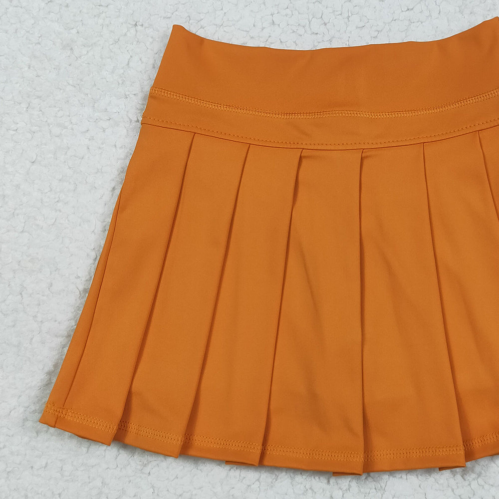 RTS NO MOQ (In stock)GLK0109 Baby Girls Summer Yoga Skirt Baby Girls Orange Yoga Skorts Bottom Pleated Skirts