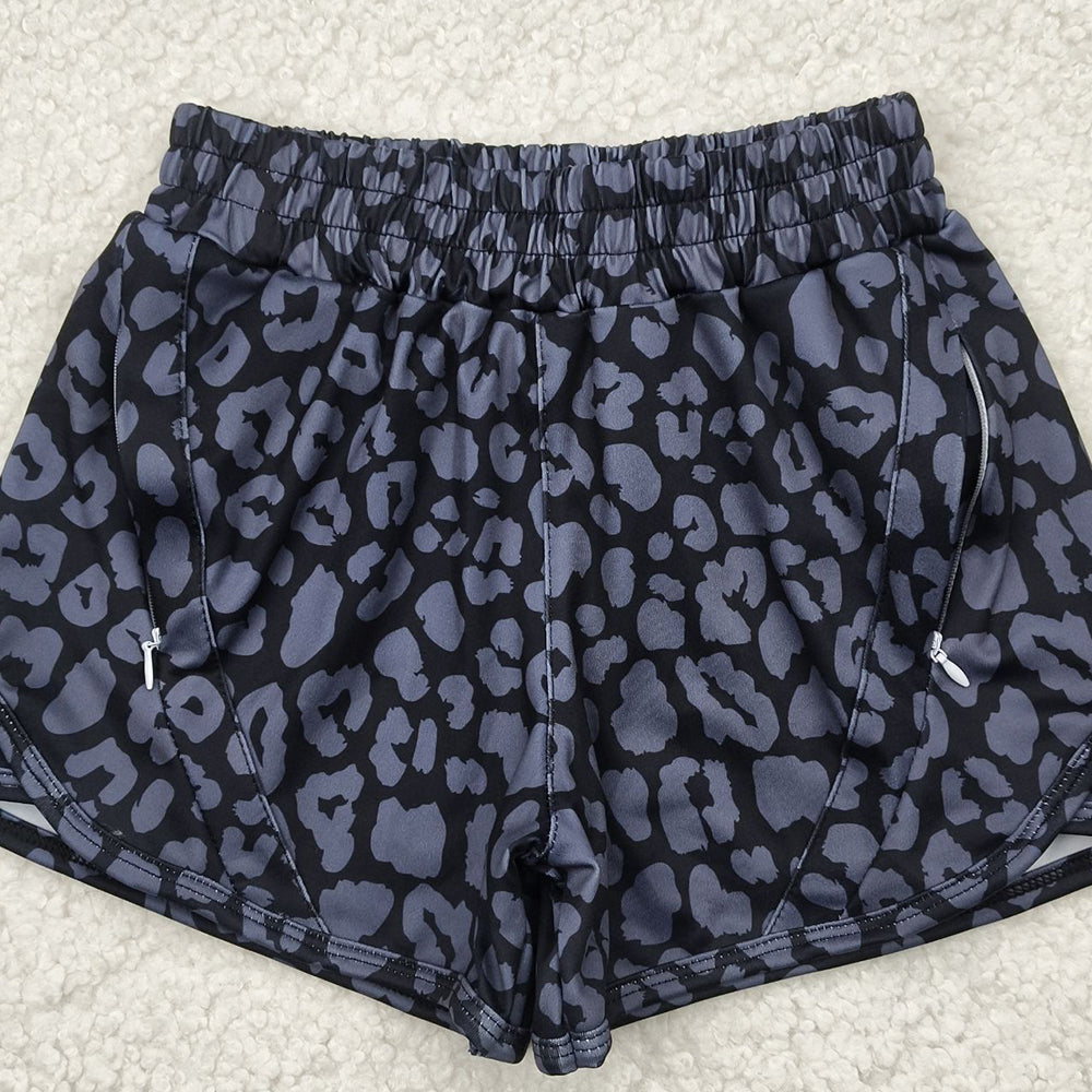 6.21 SS0467RTS NO MOQ Baby Girls Summer Yoga Shorts Baby Girls Black Leopard Yoga Shorts Bottoms