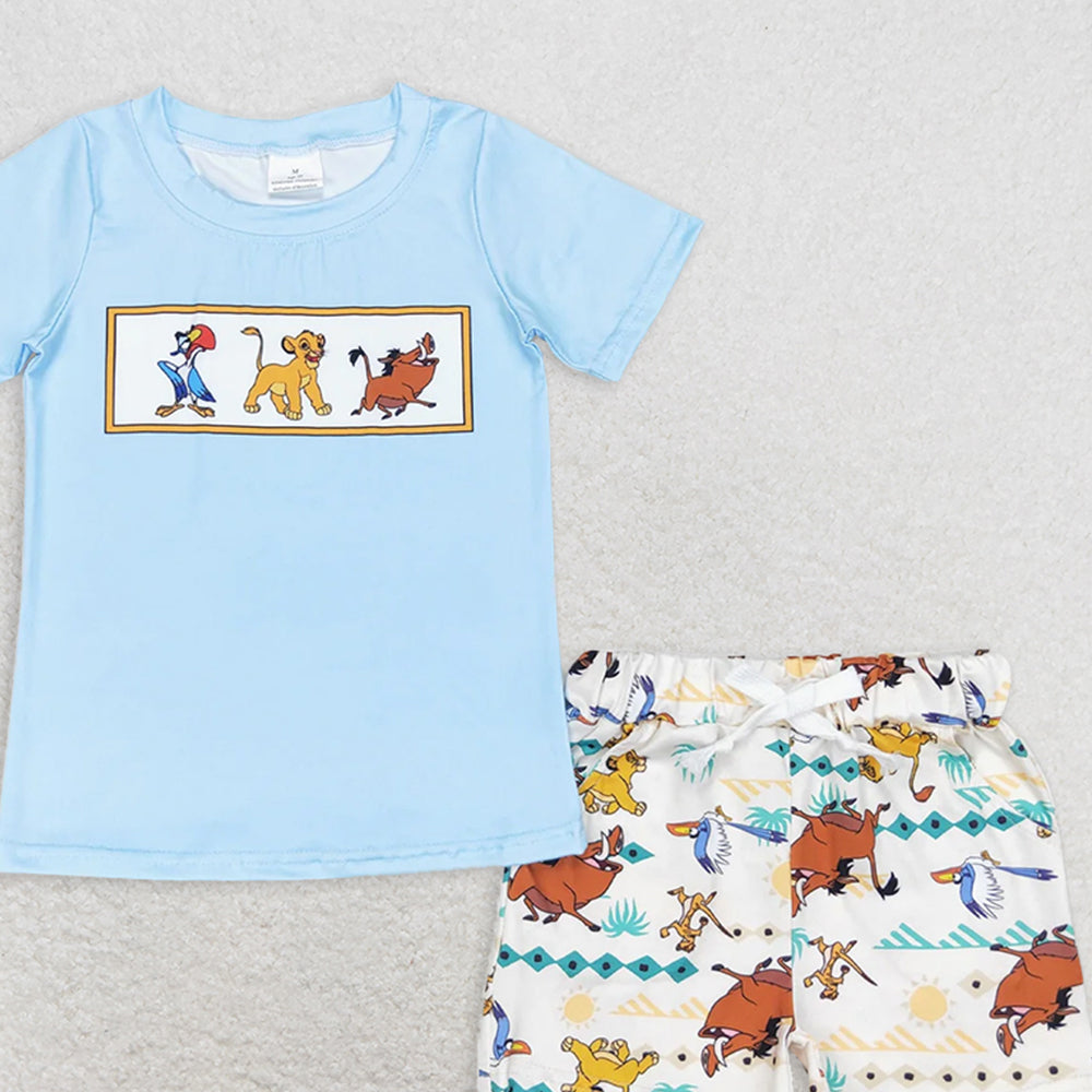 BSSO0882 RTS NO MOQ Baby Boys Summer Boys Outfits Baby Boys Lion Short Sleeve Tee Shirts Tops Shorts Clothes Sets