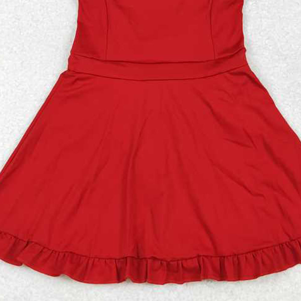 S0453 RTS NO MOQ Red straps ruffle baby girls summer active wear