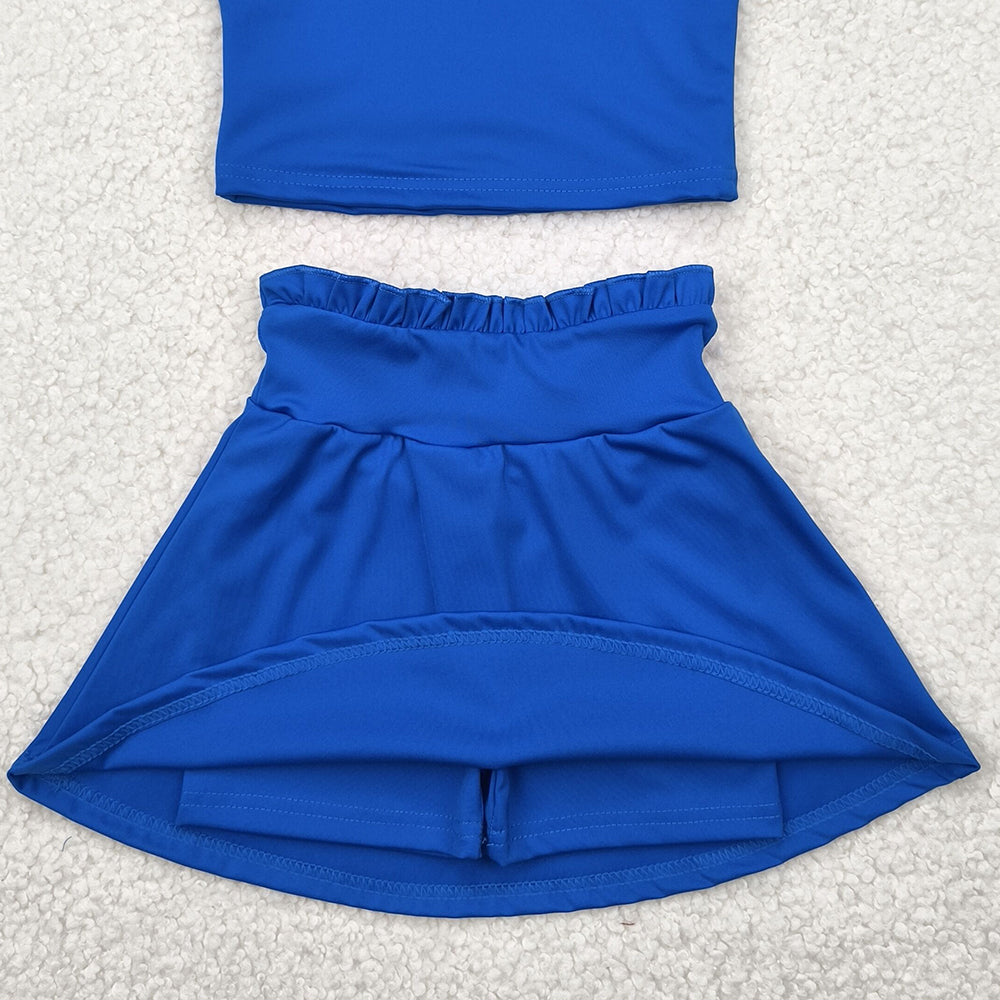 4.28 GSD2391 RTS NO MOQ Baby Girls Yoga Outfits baby girl clothes yoga blue sleeveless dress