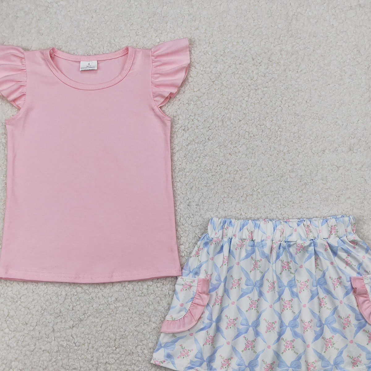 4.09 GSD2360 RTS NO MOQ Baby Girls Summer Outfits Baby Girls Pink Top Floral Shorts Set