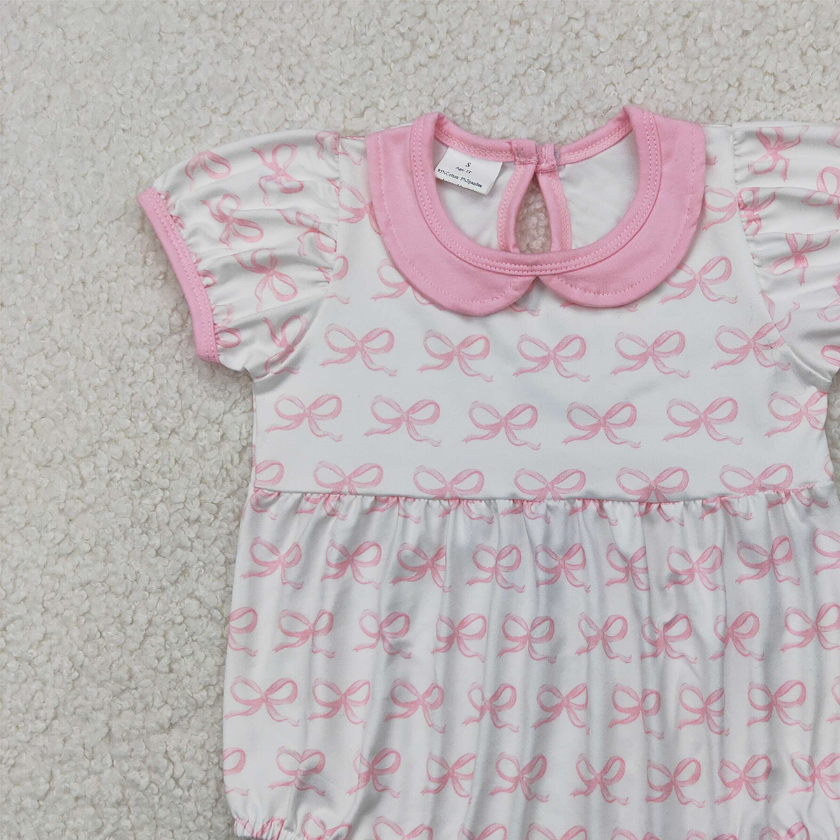 4.11 SR2893RTS NO MOQ Baby Girls Summer Rompers Short sleeves pink bow baby girls summer romper