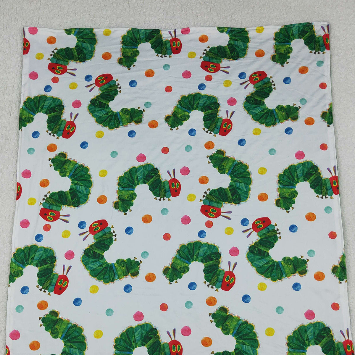 10.16 RTS NO MOQ (In stock)BL0202 Baby Kids Green Caterpillar Blankets