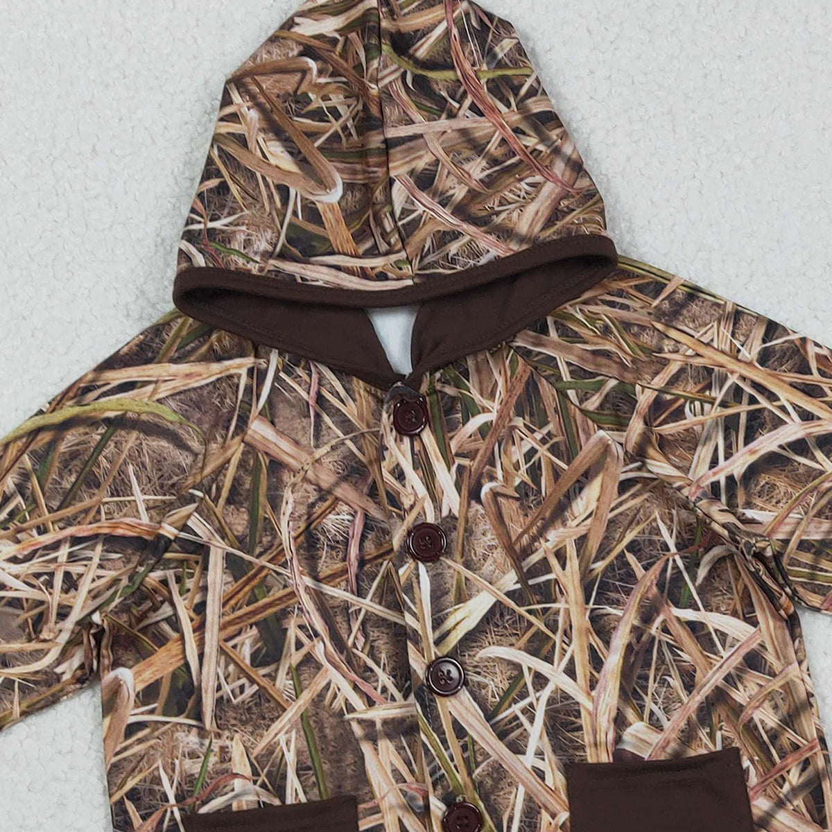 12.10 RTS NO MOQ (In stock)BT1443 Baby Boys Southern Leaves Camo Button Pockets Hoodie Jackets Tops