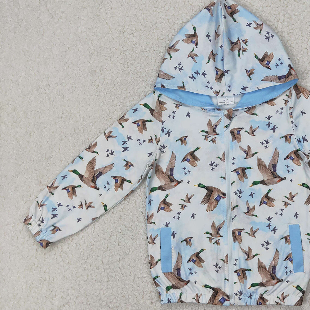 4.12 GT0875 RTS NO MOQ Baby Girls Coats Light blue pocket duck baby kids zip hooded jacket
